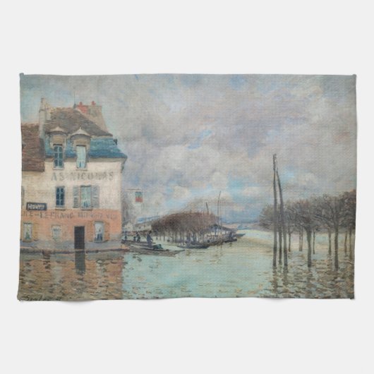 Alfred Sisley - Overstroming in Port-Marly 1876 Theedoek (Horizontaal)