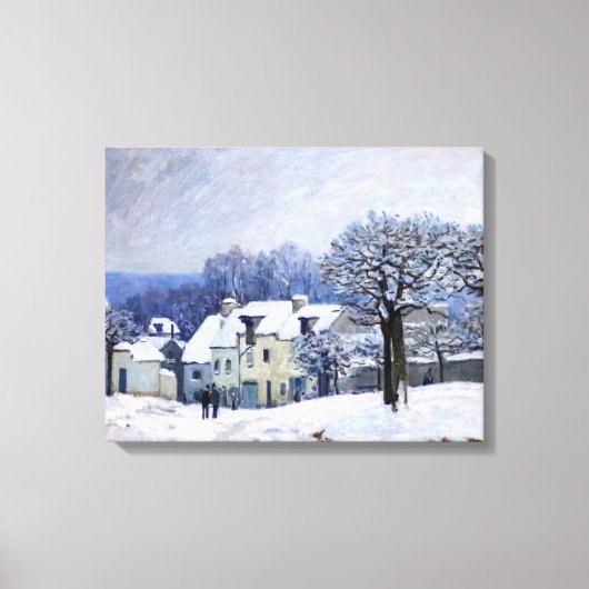 Alfred Sisley - Place Chenil in Marly, Snow Effect Canvas Afdruk (Voorkant)