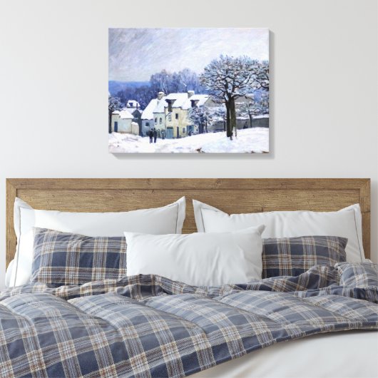 Alfred Sisley - Place Chenil in Marly, Snow Effect Canvas Afdruk (Insitu (Slaapkamer))