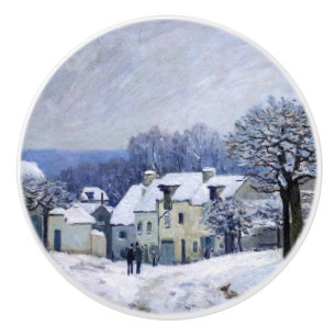 Alfred Sisley - Place Chenil in Marly, Snow Effect Keramische Knop