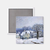 Alfred Sisley - Place Chenil in Marly, Snow Effect Magneet (Voorkant / Achterkant)