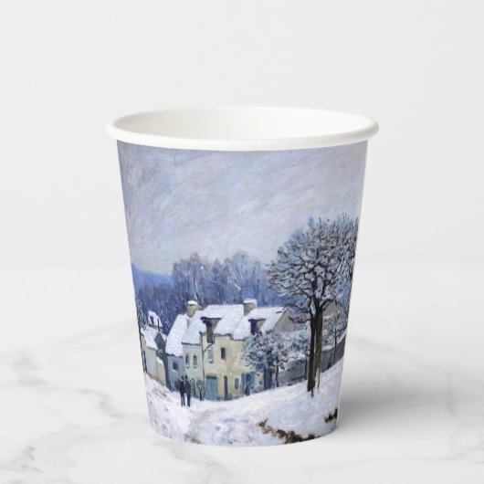 Alfred Sisley - Place Chenil in Marly, Snow Effect Papieren Bekers (Achterkant)
