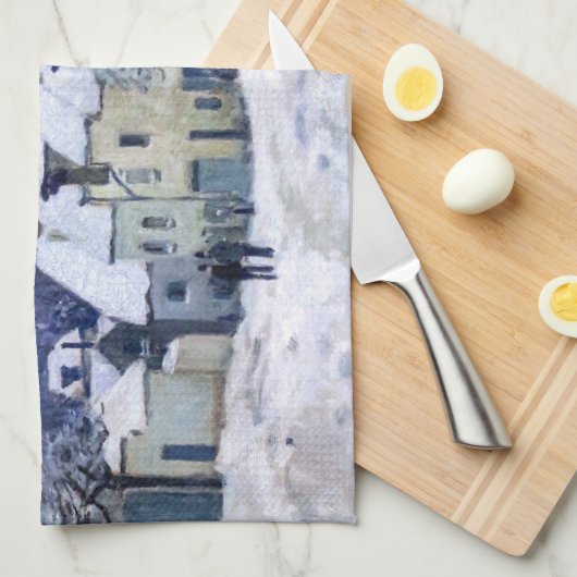 Alfred Sisley - Place Chenil in Marly, Snow Effect Theedoek (Quarter Fold)