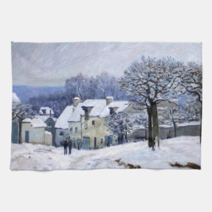 Alfred Sisley - Place Chenil in Marly, Snow Effect Theedoek