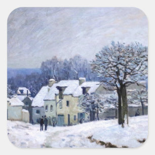 Alfred Sisley - Place Chenil in Marly, Snow Effect Vierkante Sticker