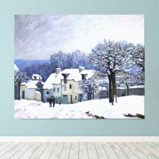 Alfred Sisley Place du Chenil in Marly, sneeuw Canvas Afdruk (Insitu (Houten vloer))