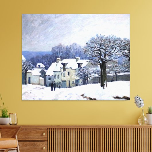 Alfred Sisley Place du Chenil in Marly, sneeuw Canvas Afdruk (Insitu (Woonkamer))