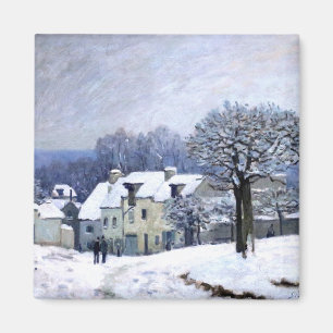 Alfred Sisley Place du Chenil in Marly, sneeuw Magneet