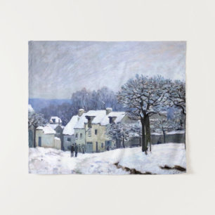 Alfred Sisley Place du Chenil in Marly, sneeuw Wandkleed