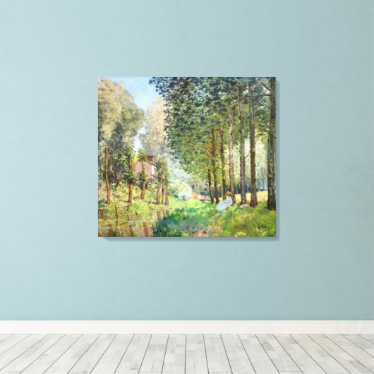 Alfred Sisley - Rest langs de Stream Canvas Afdruk (Insitu (Houten vloer))