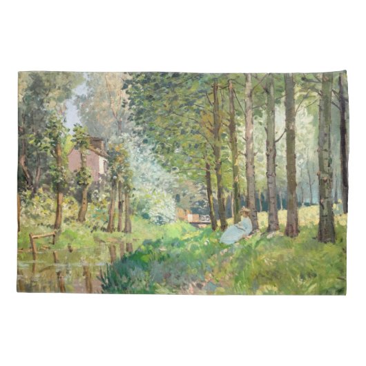Alfred Sisley - Rest langs de Stream Kussensloop (Achterkant)