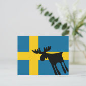 Älg/Moose med Svenska flaggan Briefkaart (Staand voorkant)