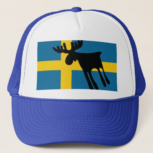 Älg / Moose med Svenska flaggan Trucker Pet (Voorkant)