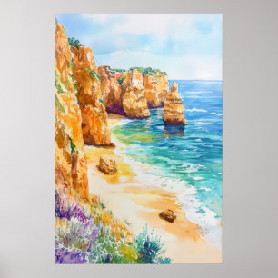 Algarve Aquarel Poster Aquarel Vintage