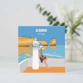 Algarve plage fille Voyage vintage carte (Debout devant)