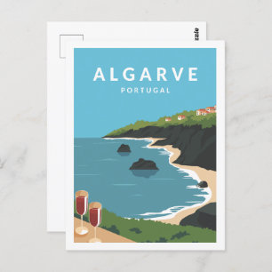 Algarve Portugal Beroemde Reisplaats Illustratie Briefkaart