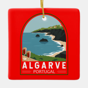 Algarve Portugal Retro Travel Art  Keramisch Ornament