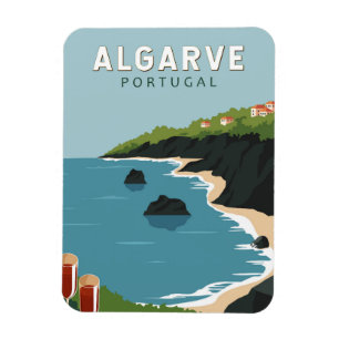Algarve Portugal Retro Travel Art Magneet