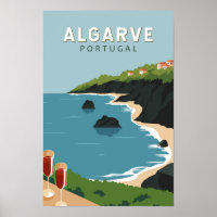 Algarve Portugal Retro Travel Art 