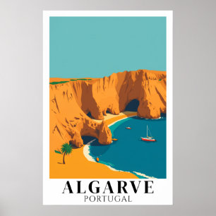 Algarve Portugal Strand Vintage Reis Kunst Poster
