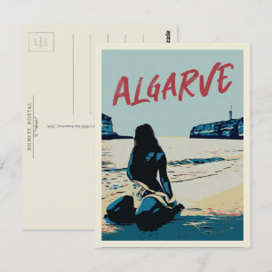 Algarve strand scenery illustration Portugal Postc Briefkaart