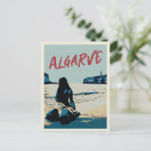 Algarve strand scenery illustration Portugal Postc Briefkaart (Staand voorkant)