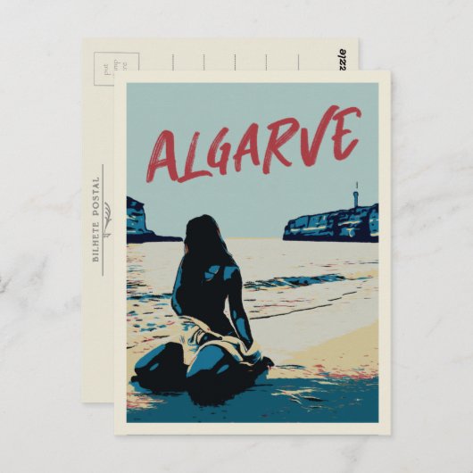 Algarve strand scenery illustration Portugal Postc Briefkaart (Voorkant / Achterkant)
