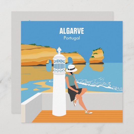 Algarve strandmeisje op kaart (Voorkant / Achterkant)