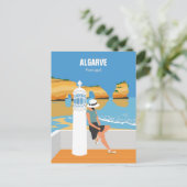 Algarve strandmeisje op manier briefkaart (Staand voorkant)