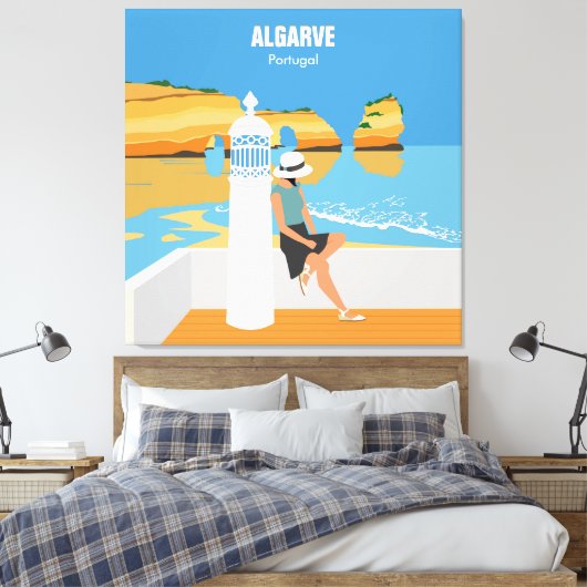 Algarve strandmeisje op manier canvas afdruk (Insitu (Slaapkamer))