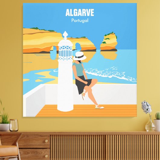 Algarve strandmeisje op manier canvas afdruk (Insitu (Woonkamer))