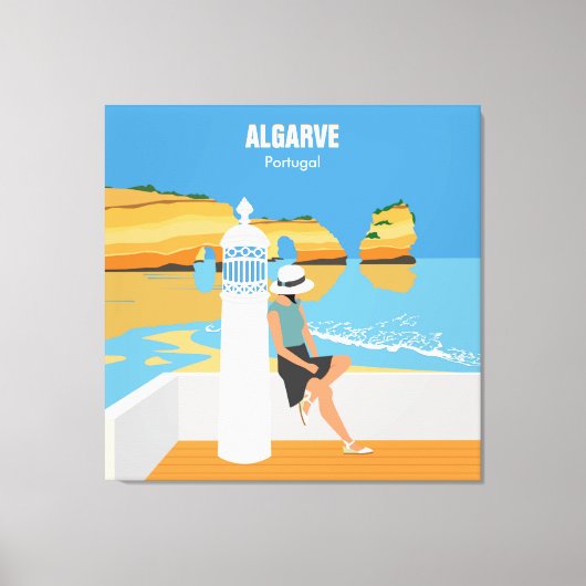 Algarve strandmeisje op manier canvas afdruk (Voorkant)