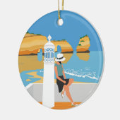 Algarve strandmeisje op  manier keramisch ornament (Links)