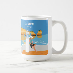 Algarve strandmeisje op manier koffiemok