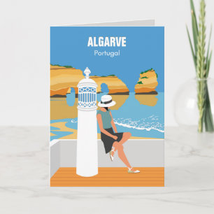 Algarve strandmeisje op  manier notitiekaartje