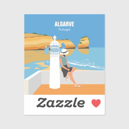 Algarve strandmeisje op  manier sticker (Vel)