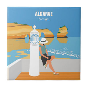 Algarve strandmeisje op manier tegeltje