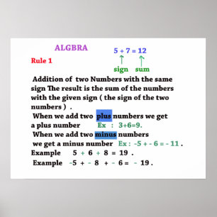 Algebra tekent Poster