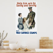 Algemeen Pershing - Koop oorlogsbesparende zegels Poster (Keuken)