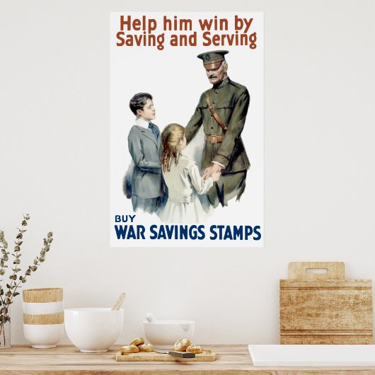 Algemeen Pershing - Koop oorlogsbesparende zegels Poster (Keuken)