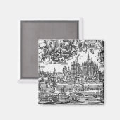 Algemeen Uitzicht Keulen, 1531 (graving) (b/w pho Magneet (Voorkant / Achterkant)