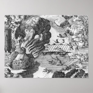 Algemeen uitzicht van de slag van Muhlberg Poster