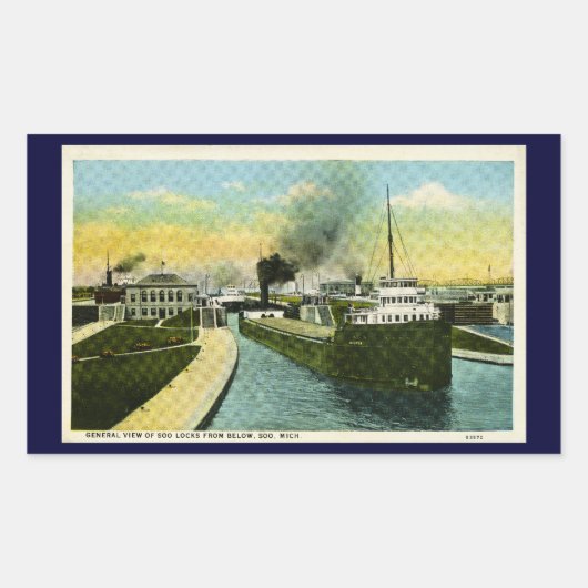 Algemeen Uitzicht van Soo Locks van onderen, Soo, Rechthoekige Sticker (Voorkant)