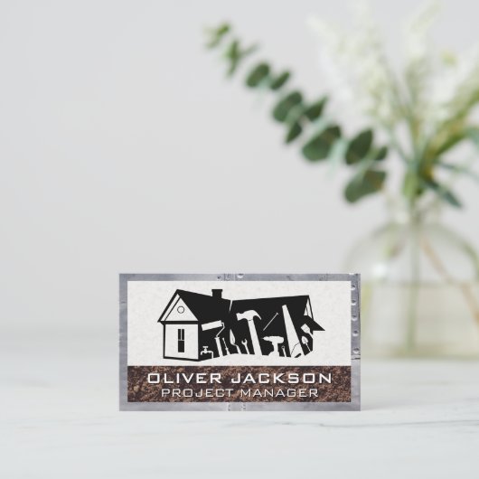 Algemene aannemer gereedschap | Bouwontwikkelaar Visitekaartje (Staand voorkant)