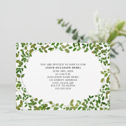 Algemene botanische feestelijke uitnodiging (Staand voorkant)