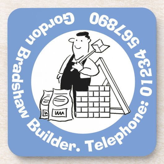 Algemene Bouwer met de Materialen van de Bouw. Bier Onderzetter (Voorkant)