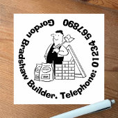 Algemene Bouwer met de Materialen van de Bouw. Rubberstempel