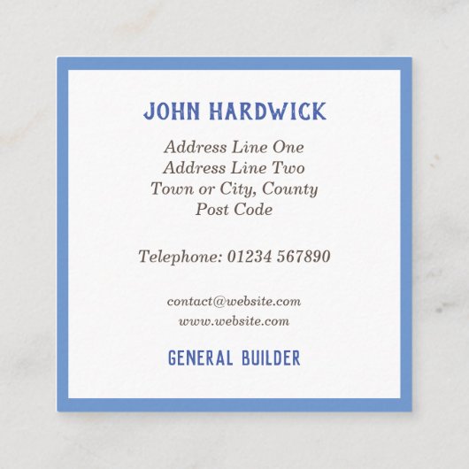 Algemene bouwer met QR Code Square Visitekaartje (Achterkant)