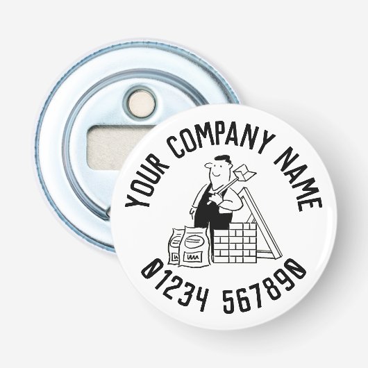 Algemene Bouwer Promotie Button Flesopener (Voorkant)