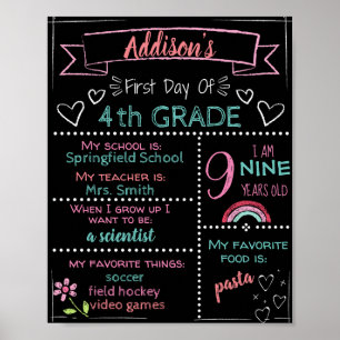 ALGEMENE Cijfer Aanpasbare Eerste Dag van School B Poster